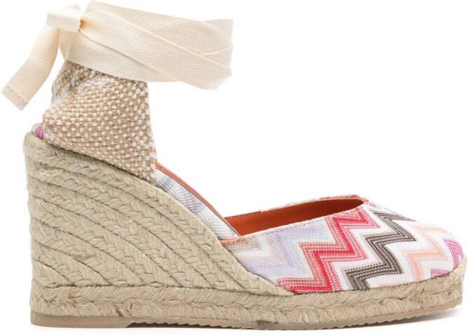 Missoni 100 mm espadrilles met sleehak Roze