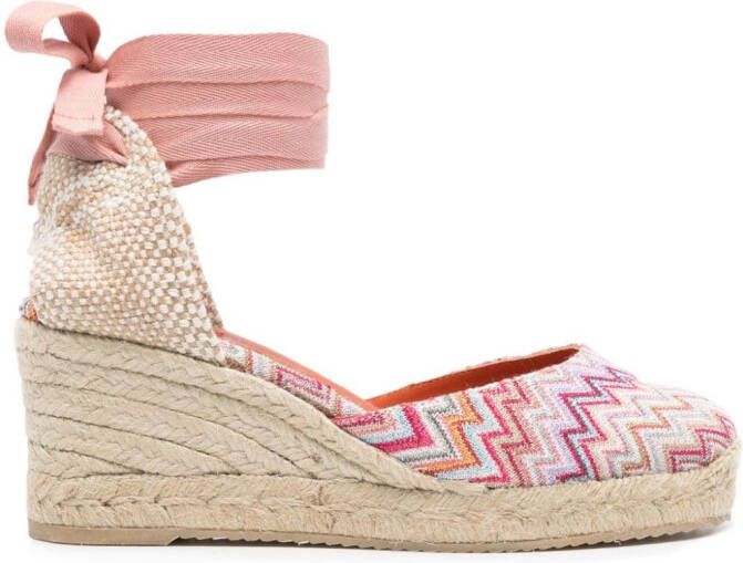 Missoni 70 mm espadrilles met zigzag patroon Beige