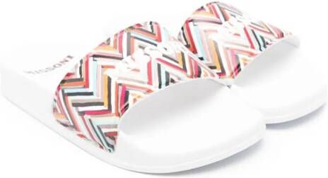 Missoni Kids Slippers met logoprint Wit