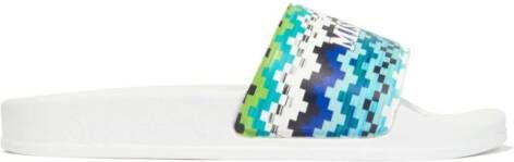 Missoni Kids Slippers met zigzag-print Blauw