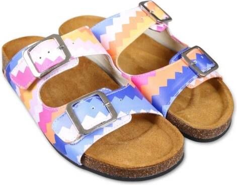 Missoni Kids Leren sandalen met print Blauw