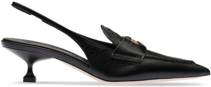 Miu Penny loafers met hak Zwart