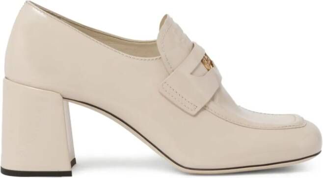 Miu 65mm Leren loafers Wit