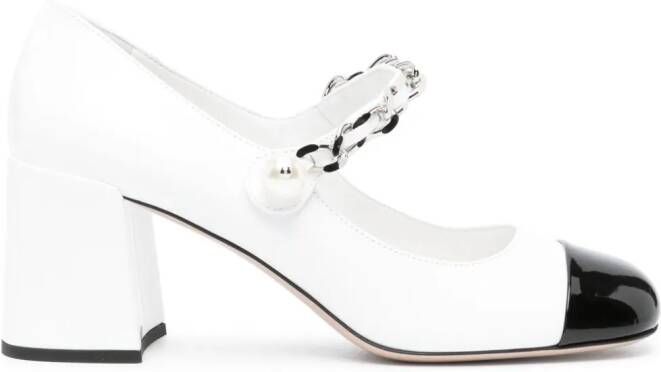 Miu 70 mm lakleren pumps met vierkante neus Wit