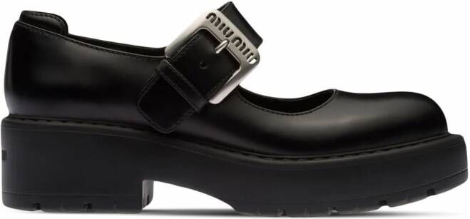 Miu Loafers met chunky gesp Zwart