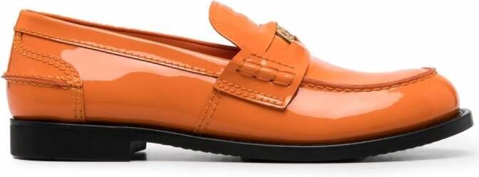 Miu Loafers met logoplakkaat Oranje