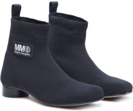 MM6 Maison Margiela Kids Enkellaarzen met logopatch Zwart