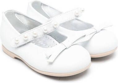 Monnalisa Ballerina pumps verfraaid met imitatieparels Wit