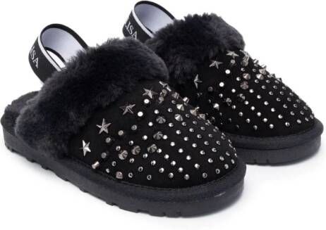 Monnalisa Slingback slippers verfraaid met studs Zwart