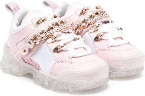 Monnalisa Sneakers met kettingdetail Roze