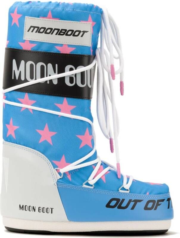 Moon Boot Icon Retrobiker laarzen met sterprint Blauw