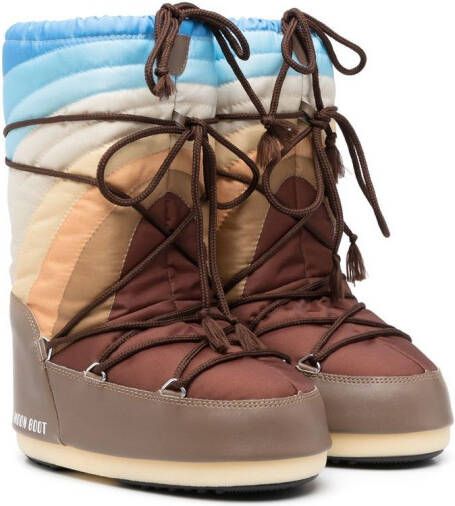 Moon Boot Kids Moon boots met gestreept patroon Bruin