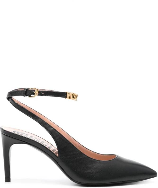 Moschino 80 mm leren pumps Zwart