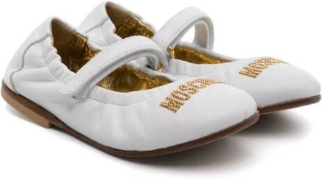 Moschino Kids Ballerina's met geborduurd logo Wit