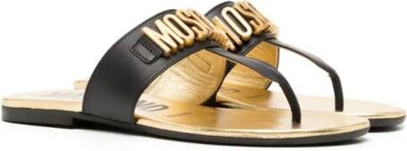 Moschino Kids Leren sandalen Goud