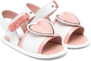 Moschino Kids Leren sandalen met hartpatch Wit