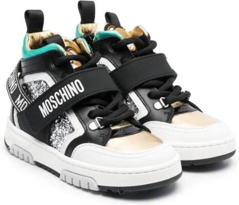 Moschino Kids Leren sneakers Zwart