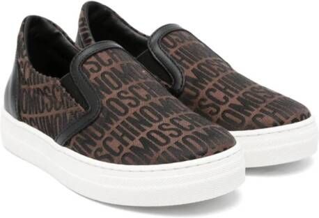 Moschino Kids Sneakers met geborduurd logo Zwart