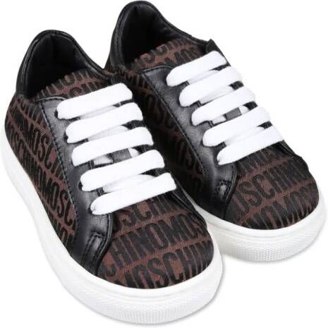 Moschino Kids Sneakers met logo-jacquard en vlakken Bruin