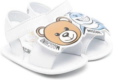 Moschino Kids Sandalen met klittenband Wit