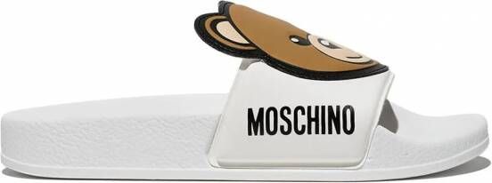 Moschino Kids Slippers met teddybeer patch Wit