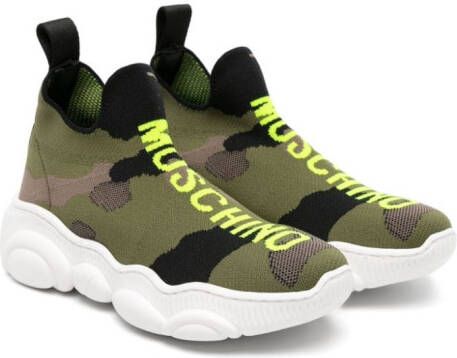 Moschino Kids Sneakers met camouflageprint Groen