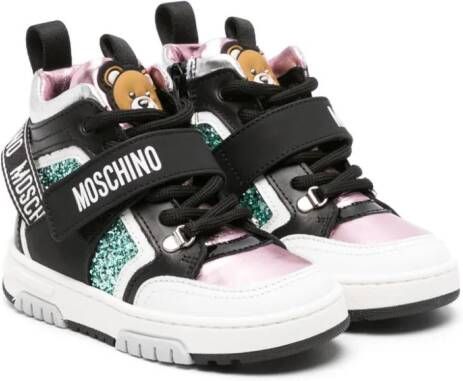 Moschino Kids Sneakers met glitters Zwart