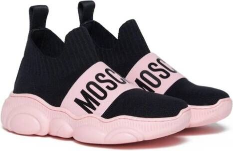 Moschino Kids Soksneakers met logoprint Zwart