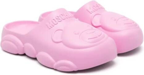 Moschino Kids Teddy Bear slippers met plateauzool Roze