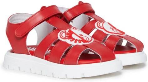 Moschino Kids Teddy Bear leren sandalen Rood