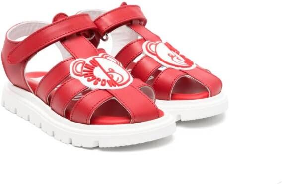 Moschino Kids Teddy Bear leren sandalen Rood