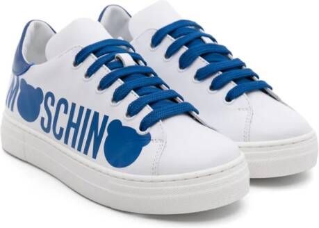 Moschino Kids Teddy Bear leren sneakers Wit