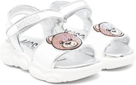 Moschino Kids Teddy Bear sandalen verfraaid met kristallen Wit