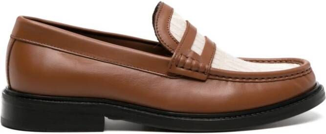 Moschino Leren loafers met geborduurd logo Bruin