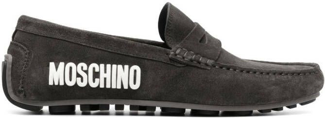 Moschino Loafers met logopatch Zwart