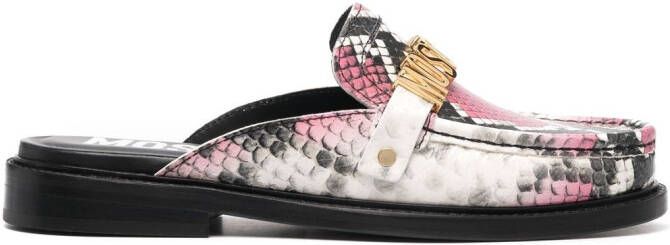 Moschino Loafers met slangenleer-effect Wit