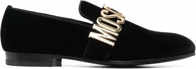 Moschino Loafers met logoplakkaat Zwart