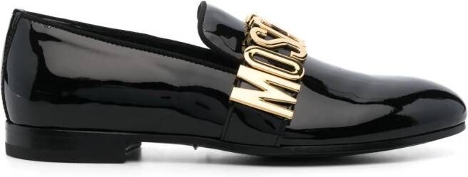 Moschino Loafers met logoplakkaat Zwart