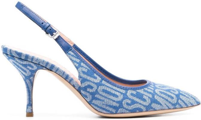 Moschino Slingback pumps met logo patroon Blauw