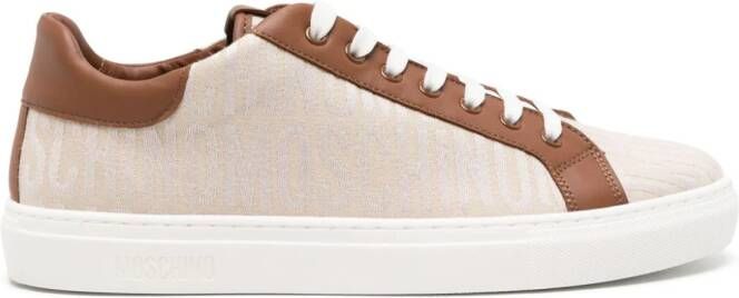 Moschino Sneakers met geborduurd logo en leren vlakken Bruin