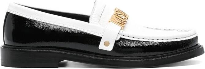 Moschino Tweekleurige leren loafers Wit