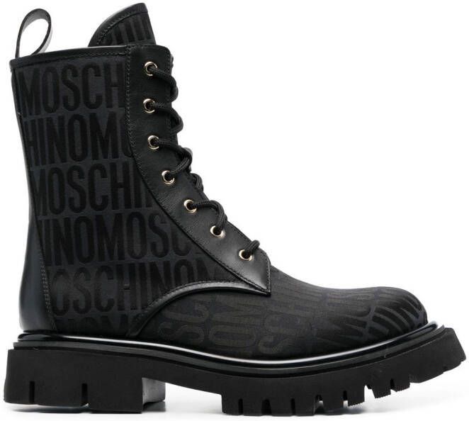 Moschino Veterlaarzen met monogram patroon Zwart