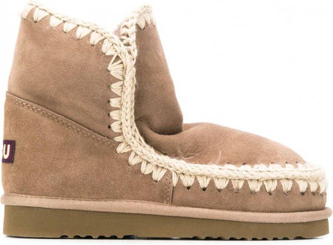 Mou Eskimo laarzen met stiksel afwerking Beige