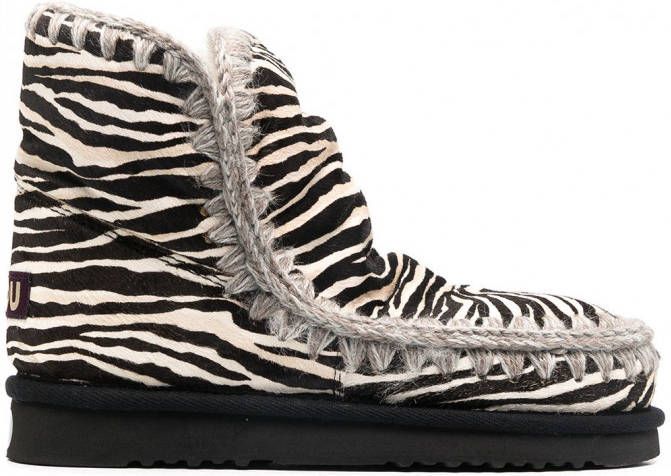 Mou Eskimo laarzen met zebraprint Zwart