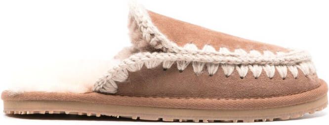 Mou Slippers met stikseldetail Bruin