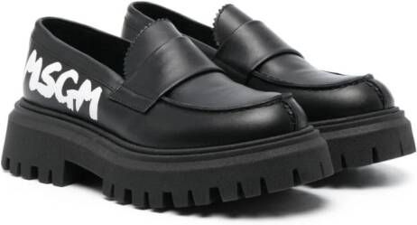 MSGM Kids Leren mocassins Zwart