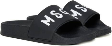 MSGM Kids Slippers met logoprint Zwart