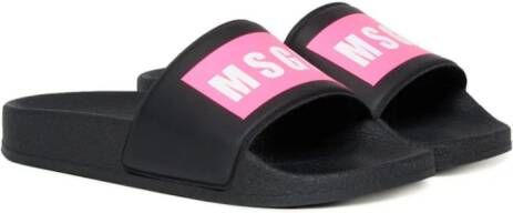 MSGM Kids Slippers met logoprint Zwart