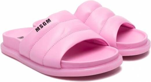 MSGM Kids Slippers met logoprint Roze