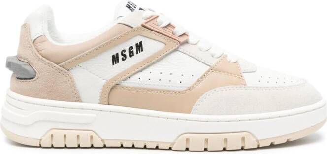 MSGM Leren sneakers met logoprint Beige